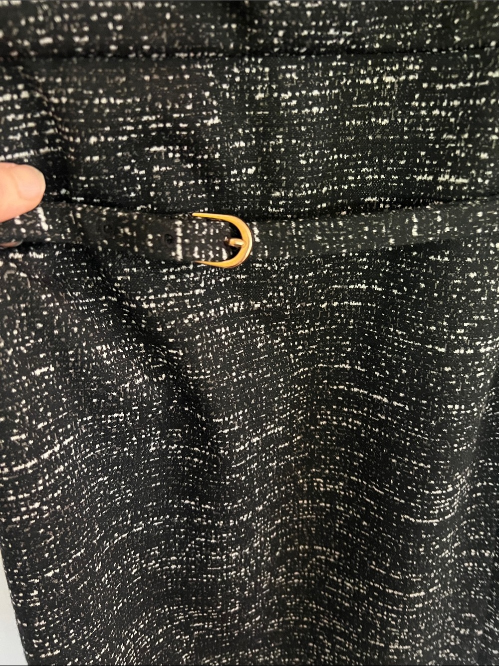 Express Black and White Tweed Midi Dress with Belt Detail - Picture 3 of 5